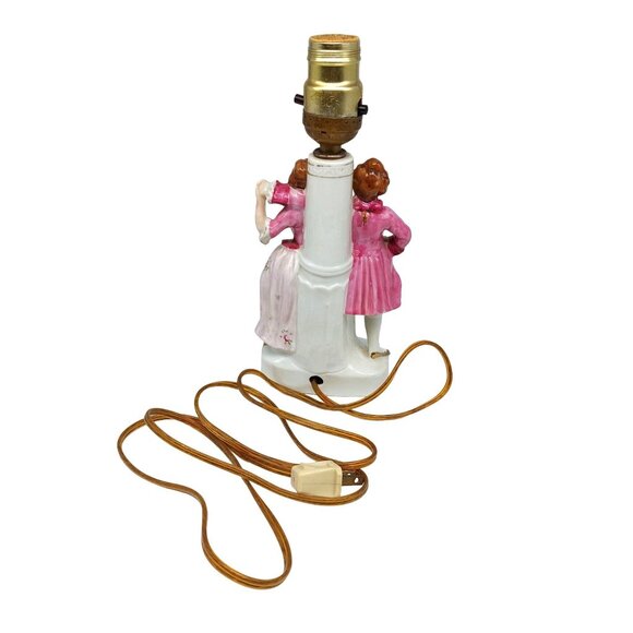 Vintage Glazed Gilded Porcelain Lamp, Table Lighting Decor, Classic French Victo - Picture 3 of 7